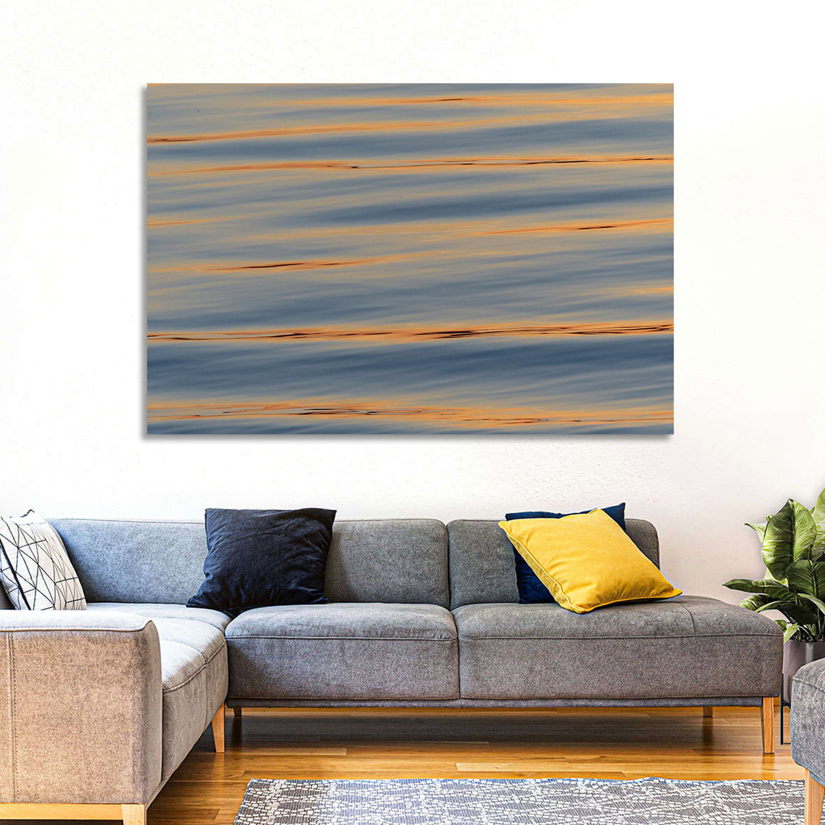 Sunset Ripples Abstract Wall Art in a room, landscape