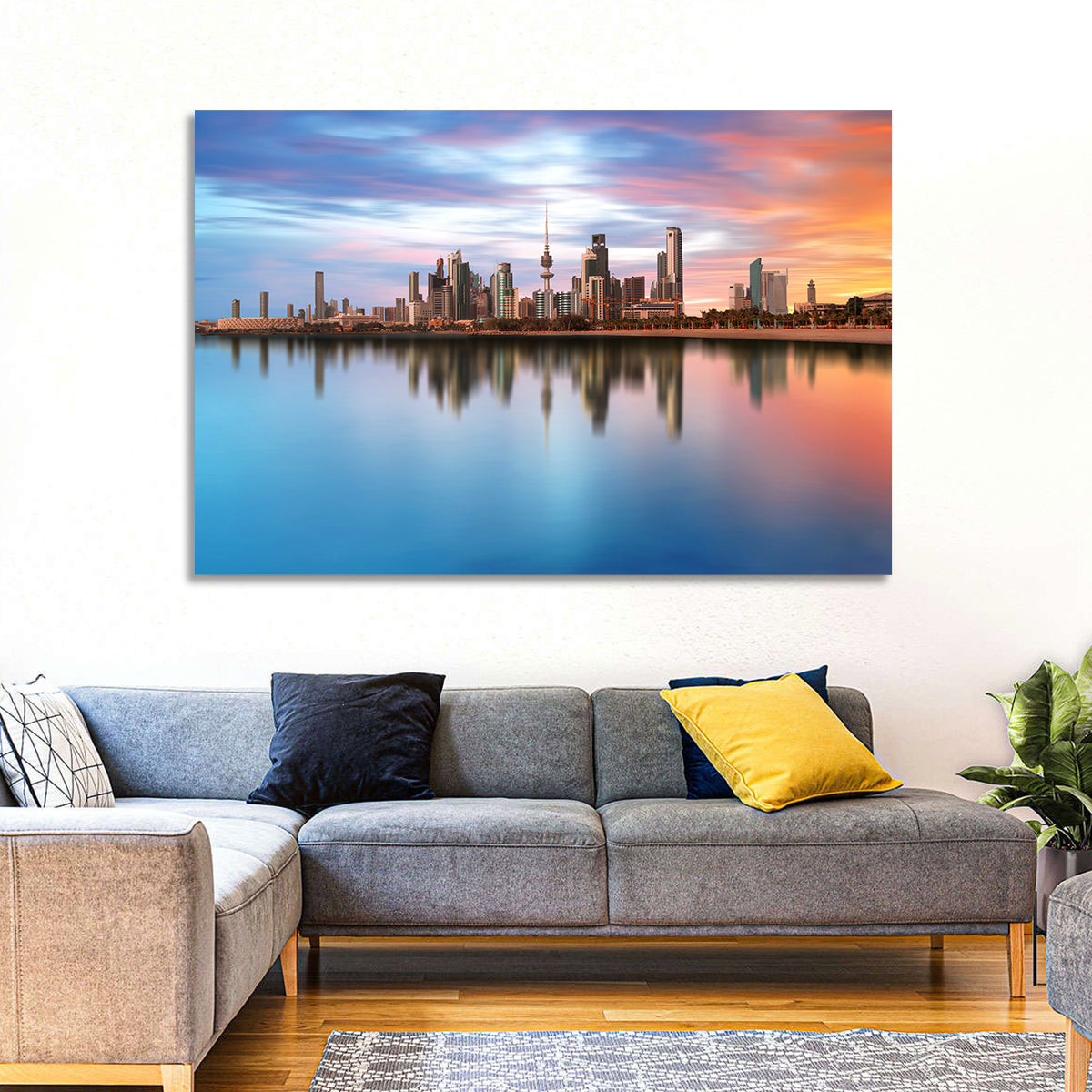 Kuwait City Skyline at Sunset Wall Art