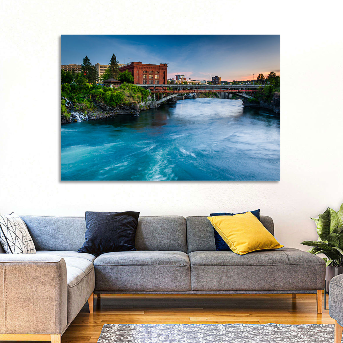 Spokane River at Twilight Wall Art