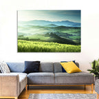 Misty Rolling Hills with Cypresses Wall Art