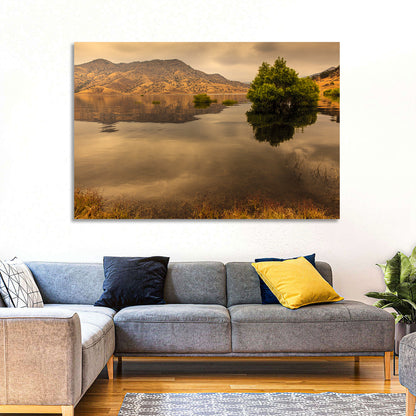 Lake Kaweah Golden Hour Reflection Wall Art