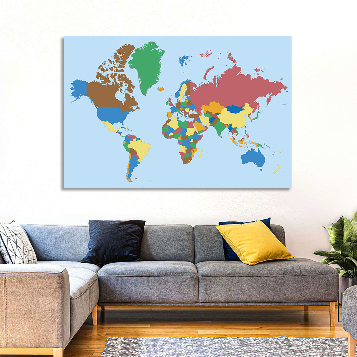 Colorful World Map Wall Art