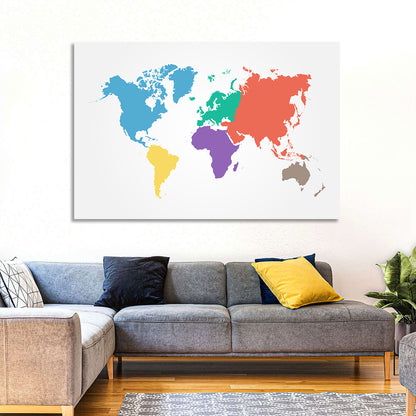 World Continents Map Wall Art