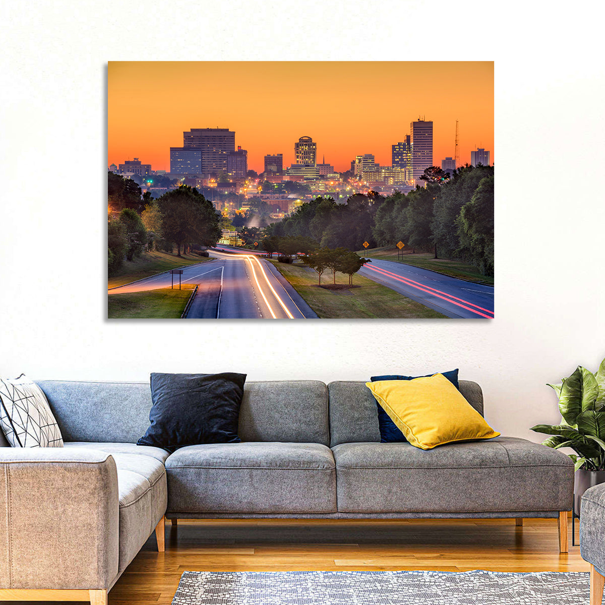 Jackson Downtown Skyline Wall Art in a room, landscape