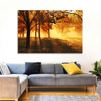 Autumn Sunbeams Through Fog Wall Art