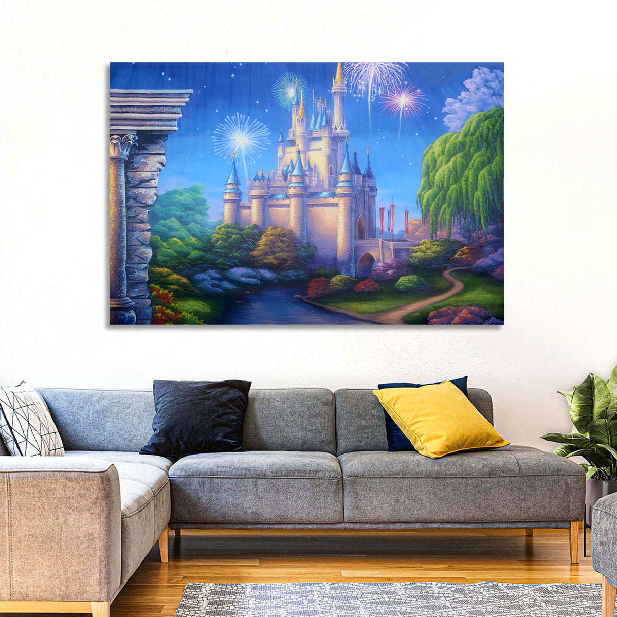 Cinderella Castle Fireworks Illustration Wall Art