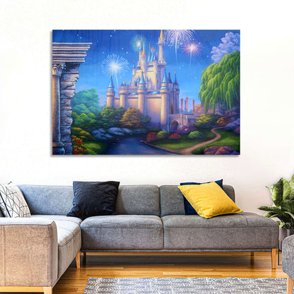 Cinderella Castle Fireworks Illustration Wall Art