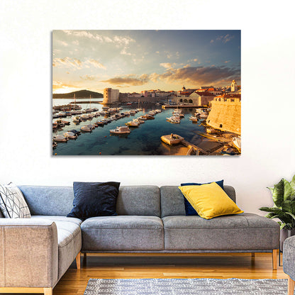 Dubrovnik Old Port at Golden Hour Wall Art