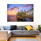 Golden Hour Offshore Oil Rig Wall Art