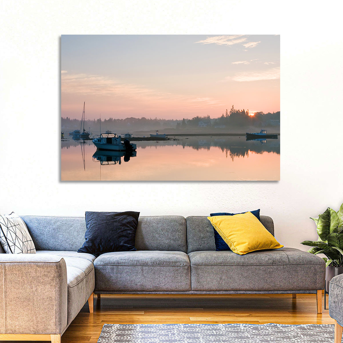 Bass Harbor Sunrise Wall Art in a room, landscape