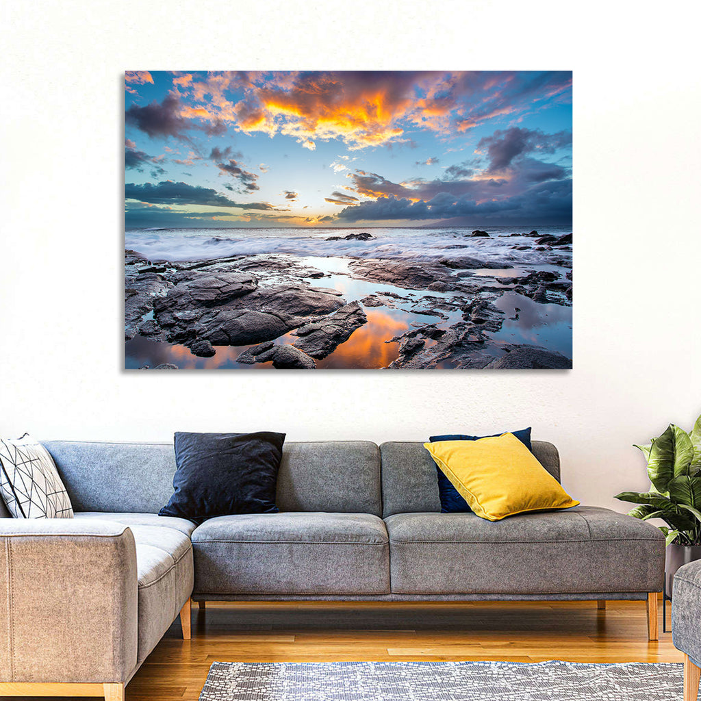 Sunset Over Volcanic Shore Wall Art