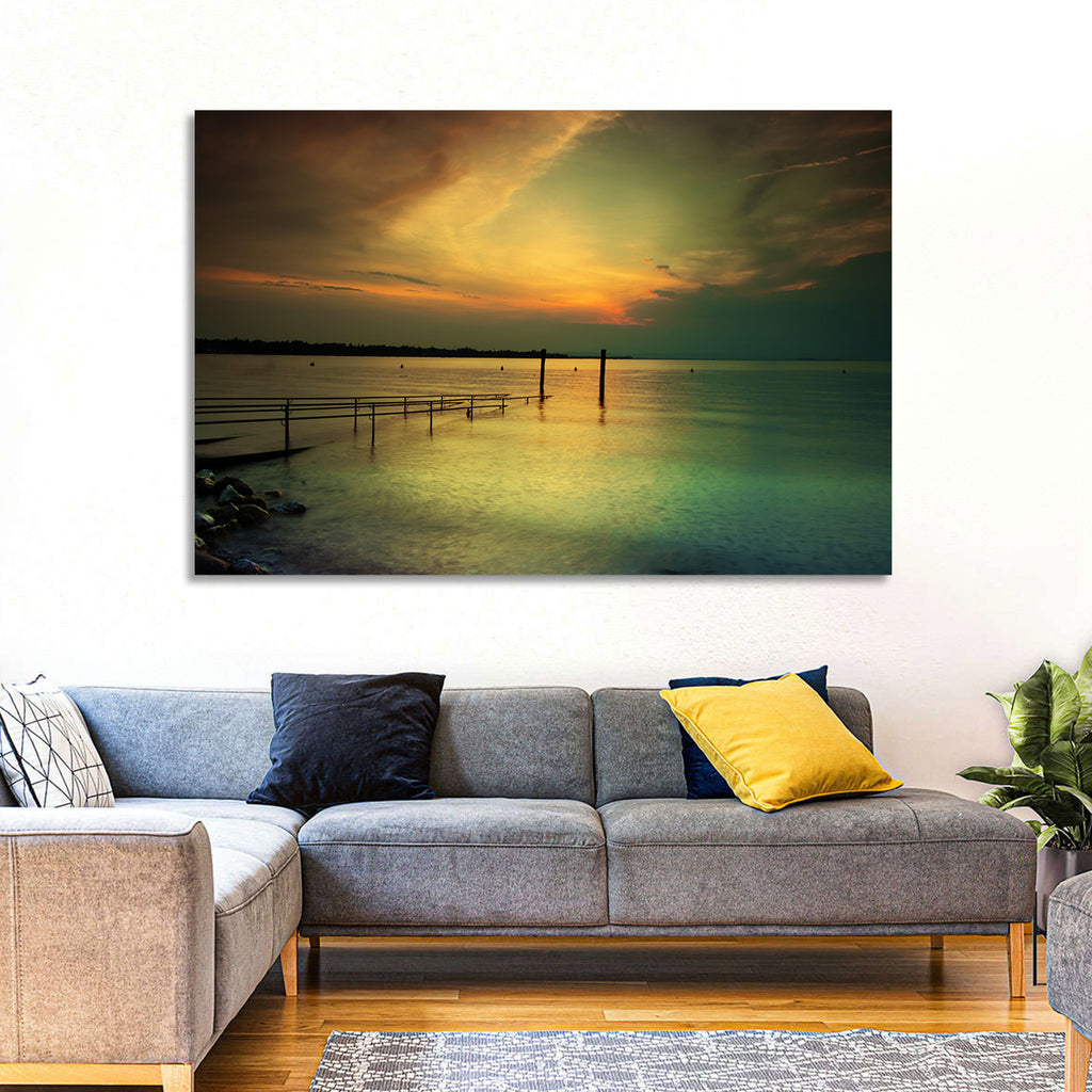 Lake Garda Sunset Pier Wall Art
