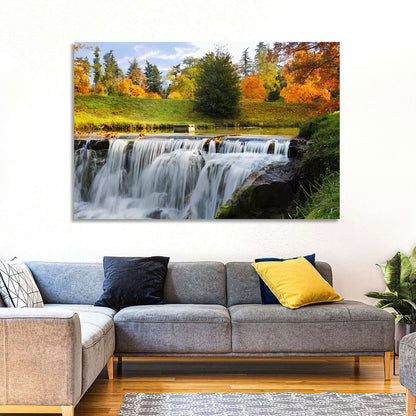 Autumn Forest Waterfall Wall Art