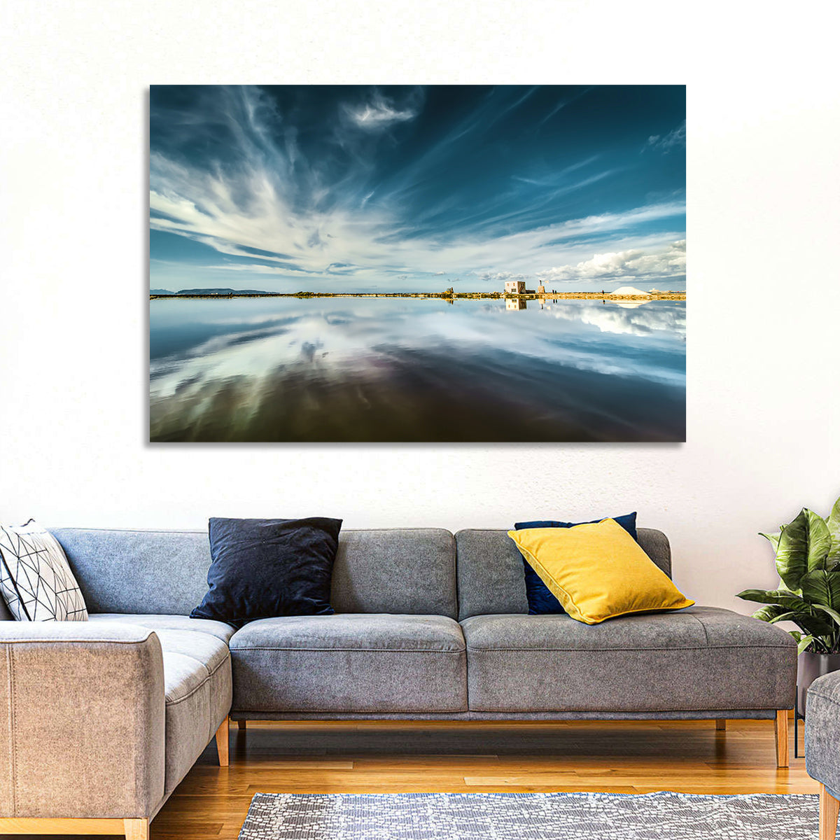 Nubia Salt Pans Reflection Wall Art in a room, landscape