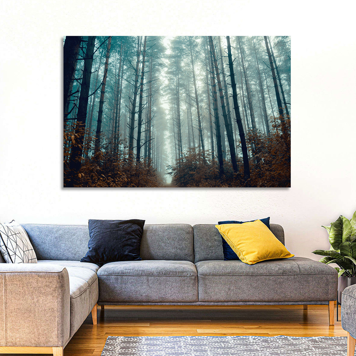 Misty Pine Forest Wall Art