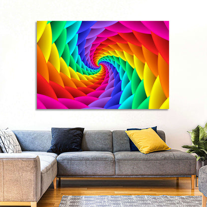 Rainbow Spiral Vortex Tunnel Wall Art