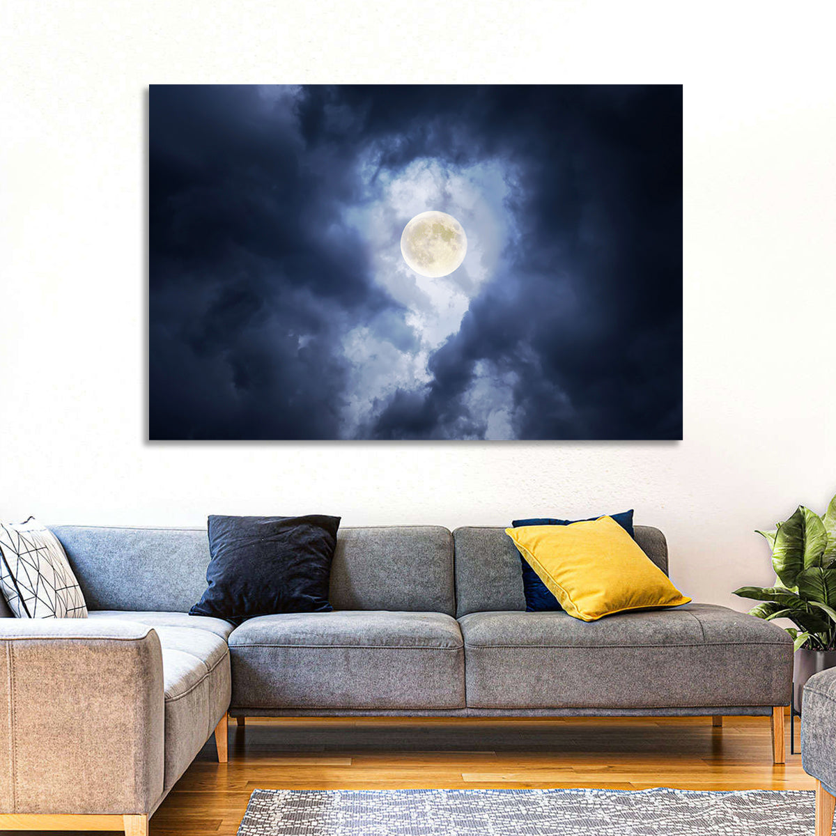 Supermoon Through Storm Clouds Wall Art
