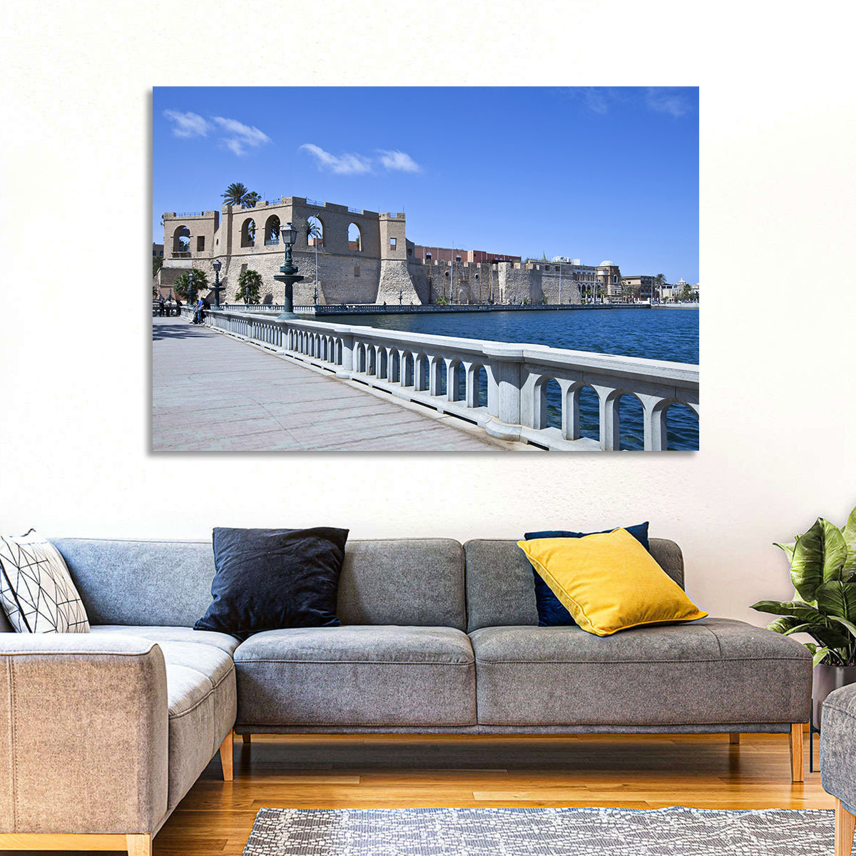 Red Fort Waterfront Wall Art in a room, landscape
