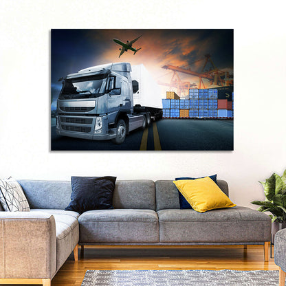 Sunset Freight Terminal Truck Scene Wall Art