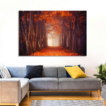 Misty Autumn Forest Path Wall Art