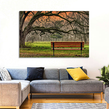 Misty Autumn Park Bench Wall Art