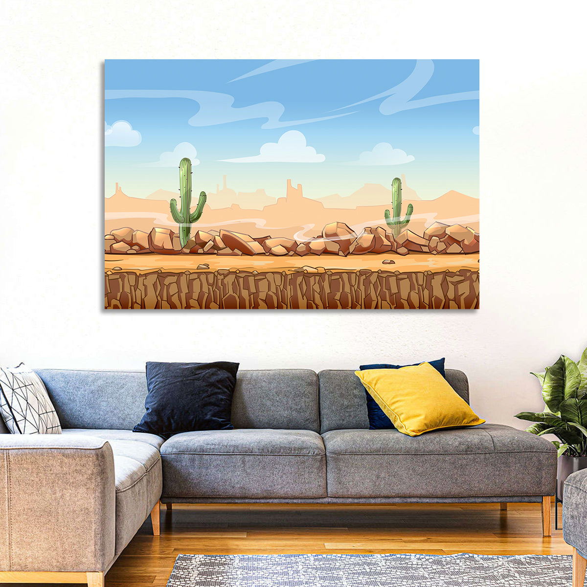 Digital Desertscape Wall Art in a room, landscape