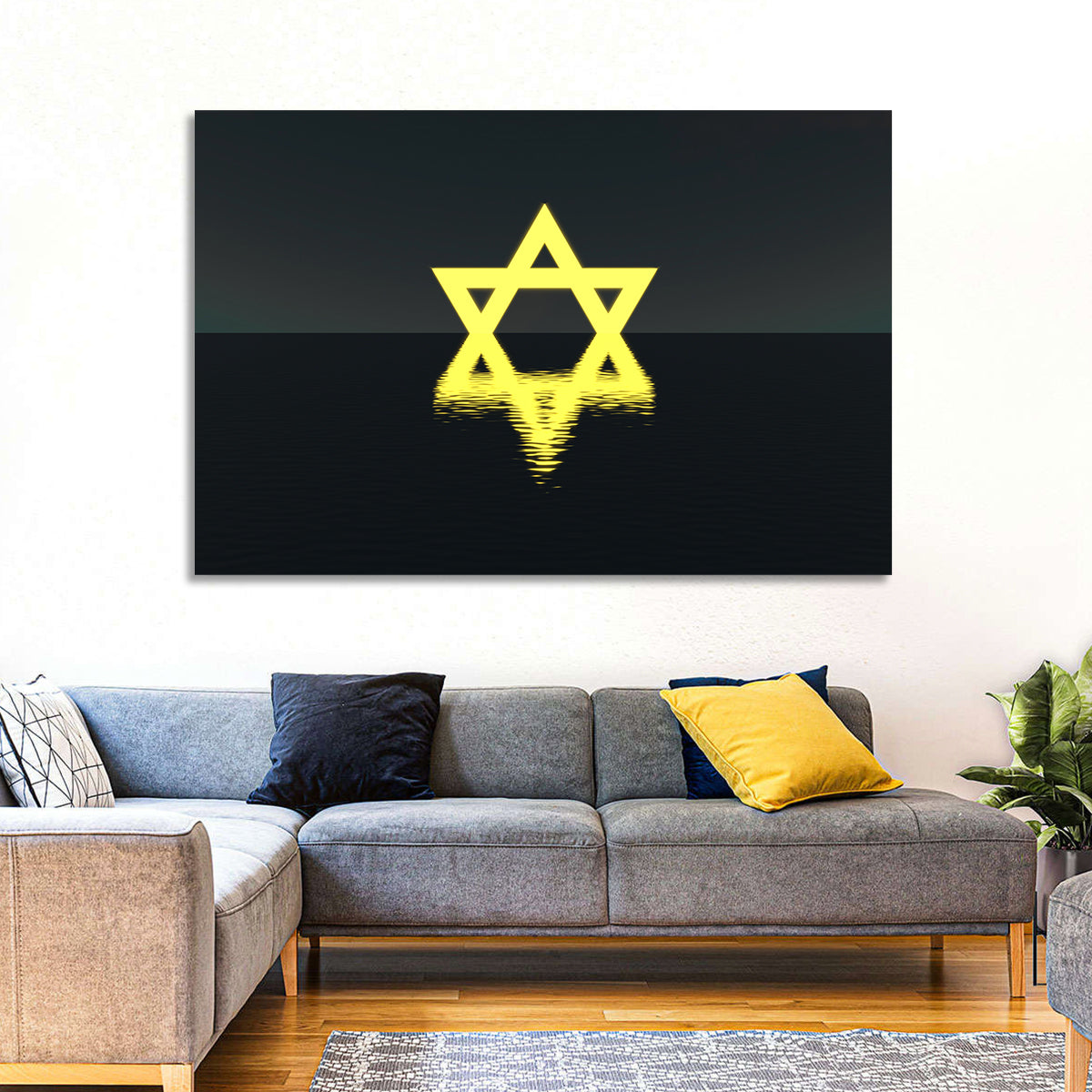 Glowing Star of David Reflection Wall Art