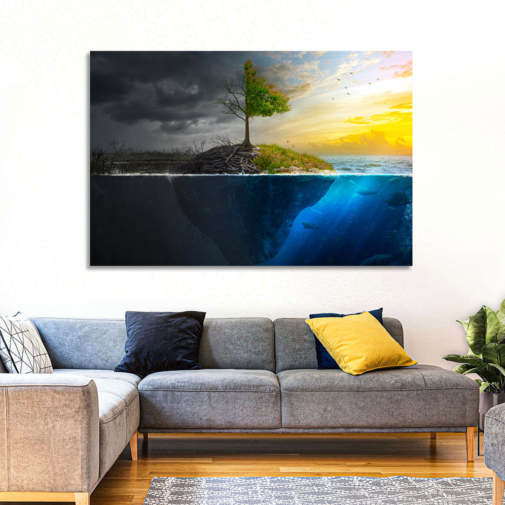 Split Island Tree of Duality Wall Art