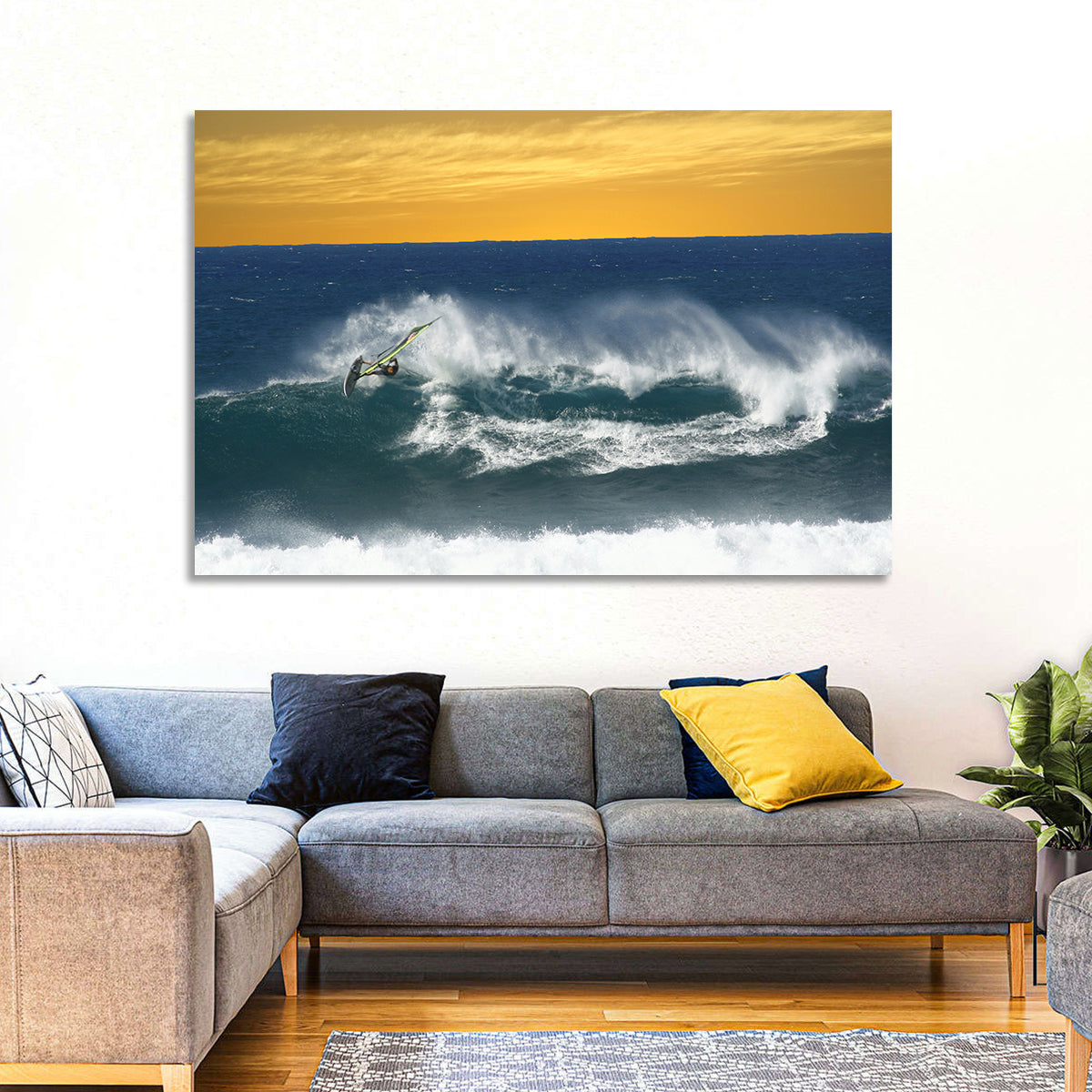 Windsurfer at Golden Wave Wall Art in a room, landscape