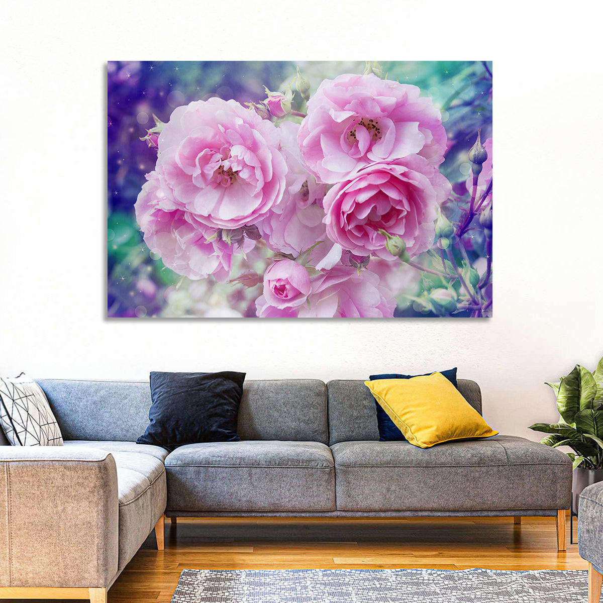 Springtime Pink Rose Cluster Wall Art
