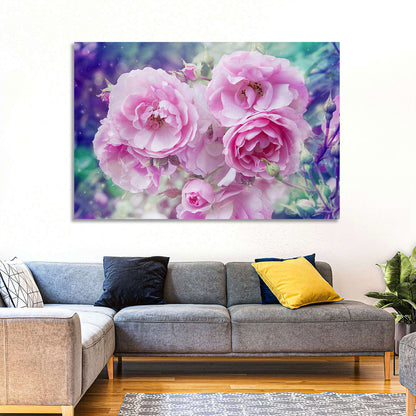 Springtime Pink Rose Cluster Wall Art