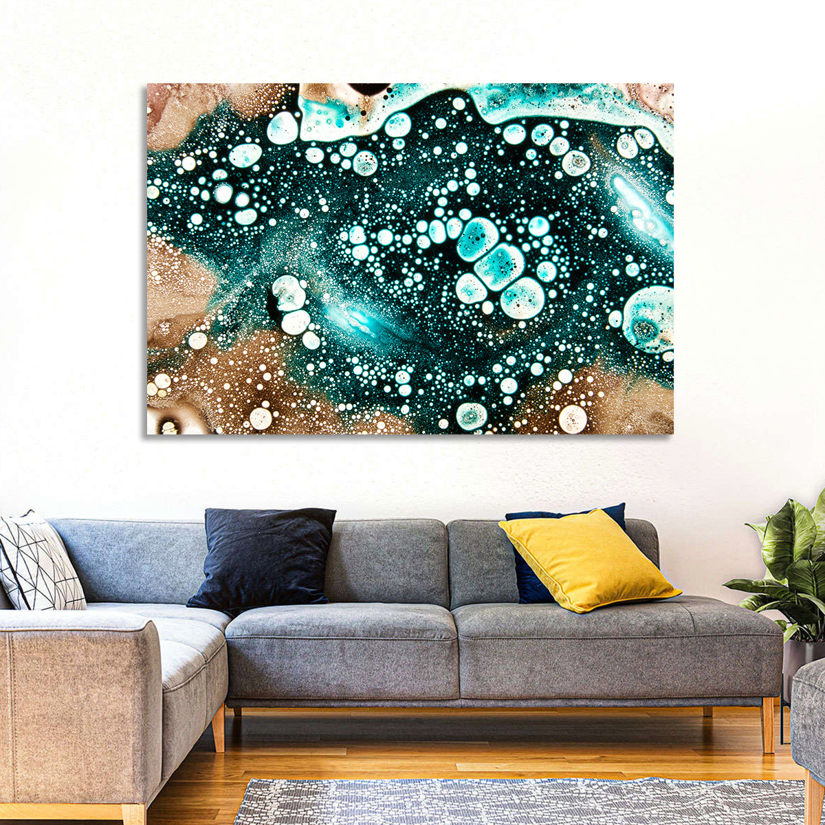 Teal Oil and Water Bubble Abstract Wall Art