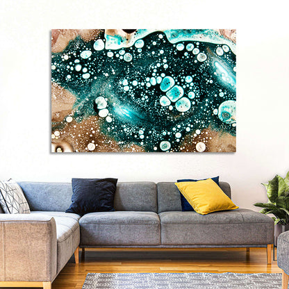 Teal Oil and Water Bubble Abstract Wall Art