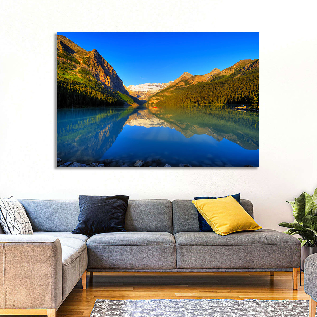 Lake Louise Canoe Reflection Wall Art