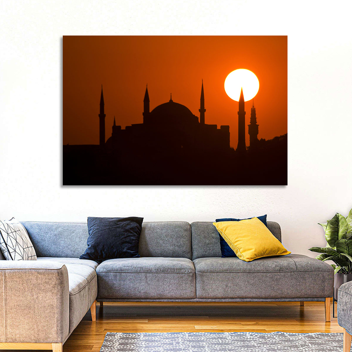 Hagia Sophia Silhouette at Sunset Wall Art