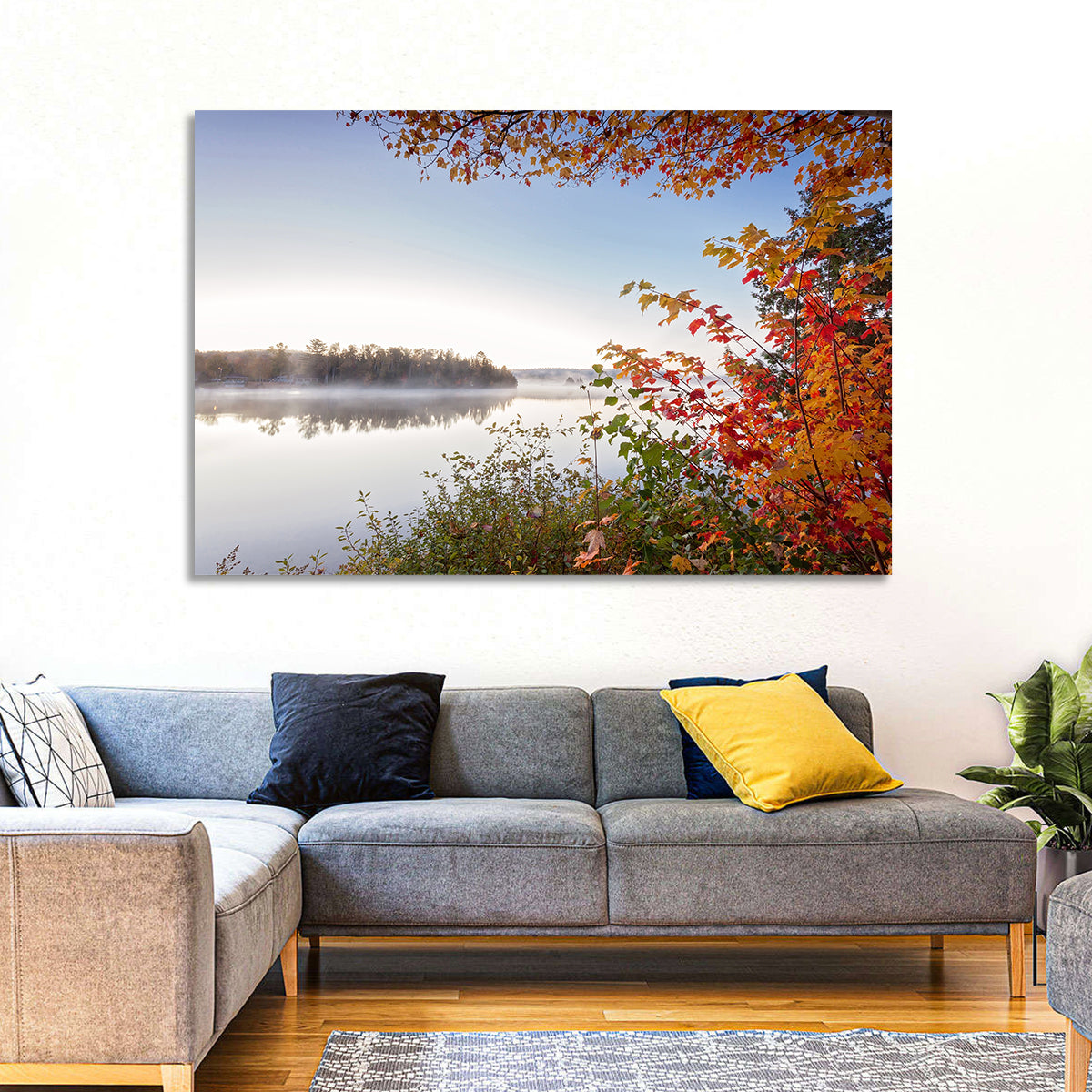 Algonquin Morning Mist Wall Art in a room, landscape