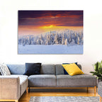 Snowy Forest Sunset Wall Art