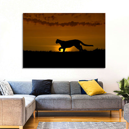 Cougar Silhouette at Sunset Wall Art
