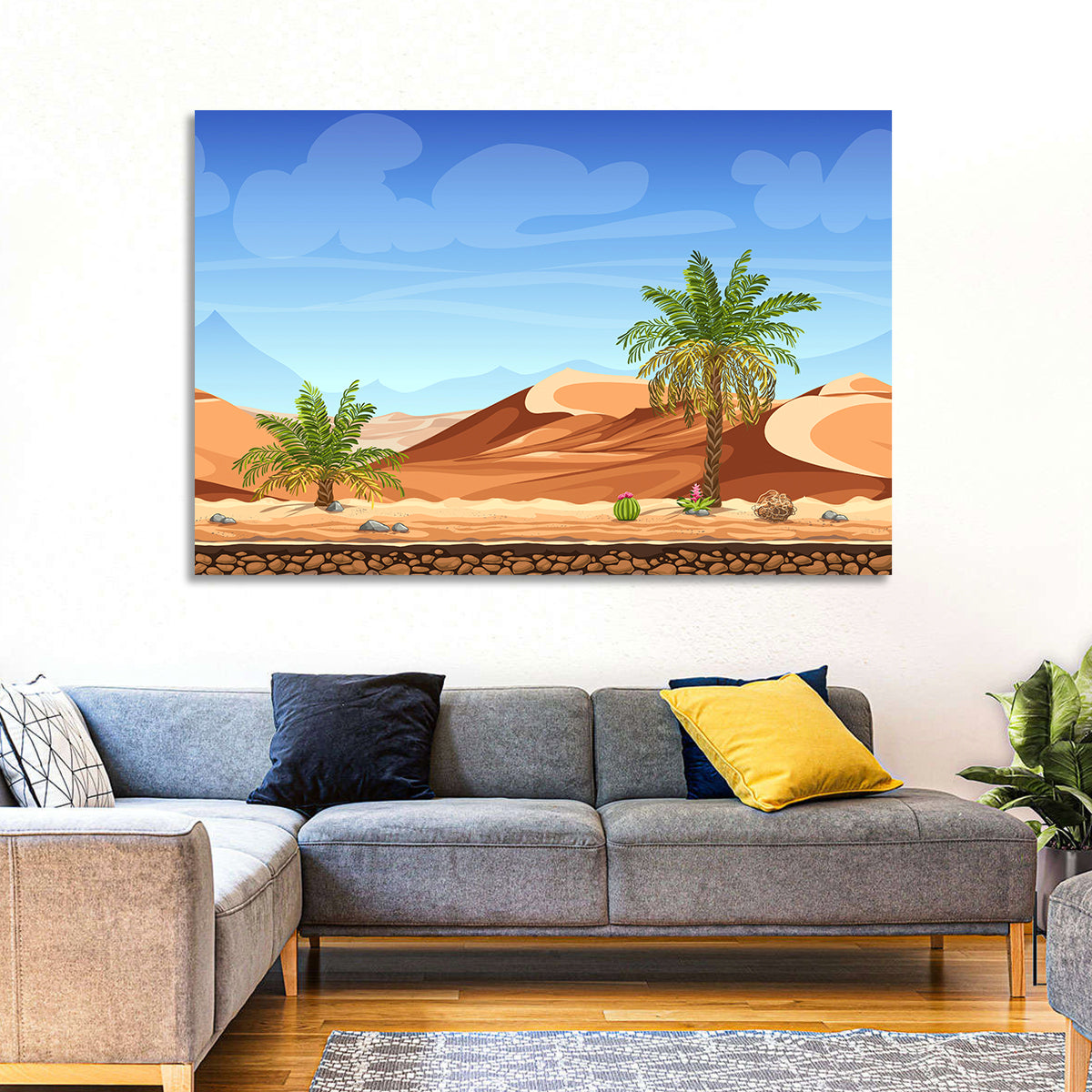 Digital Desertscape Wall Art in a room, landscape