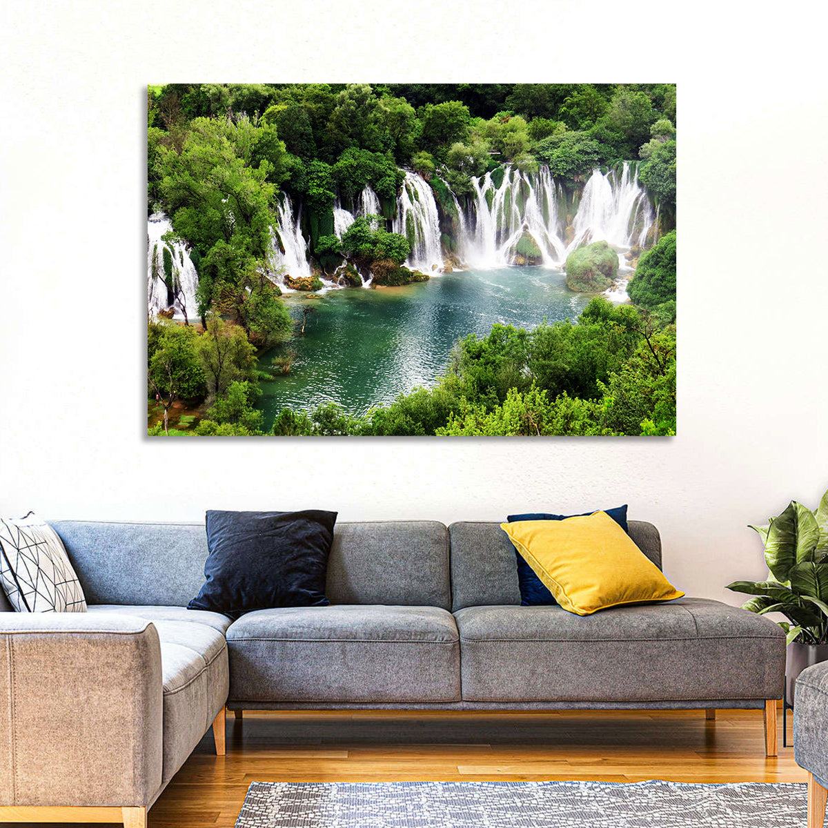 Kravice Falls Wall Art in a room, landscape