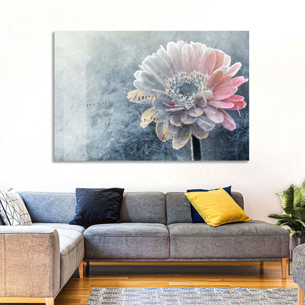 Winter Gerbera with Golden Script Wall Art