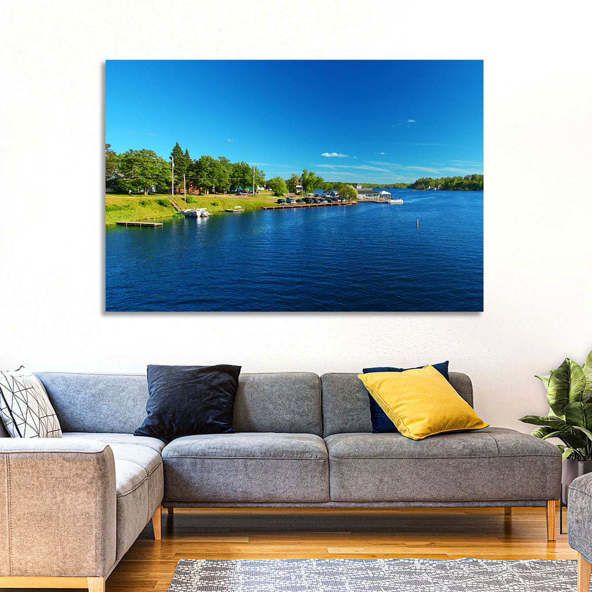 Lake Minocqua Wall Art in a room, landscape