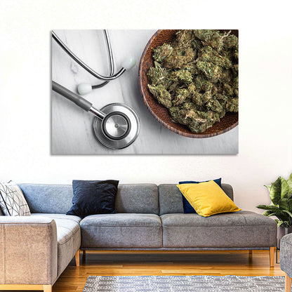 Stethoscope and Medical Cannabis Still Life Wall Art