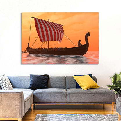 Viking Longship at Dusk Wall Art