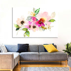Delicate Pink Floral Watercolor Wall Art