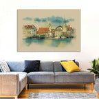 Lucerne Waterfront Sketch Wall Art