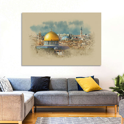 Dome of the Rock Watercolor Study Wall Art