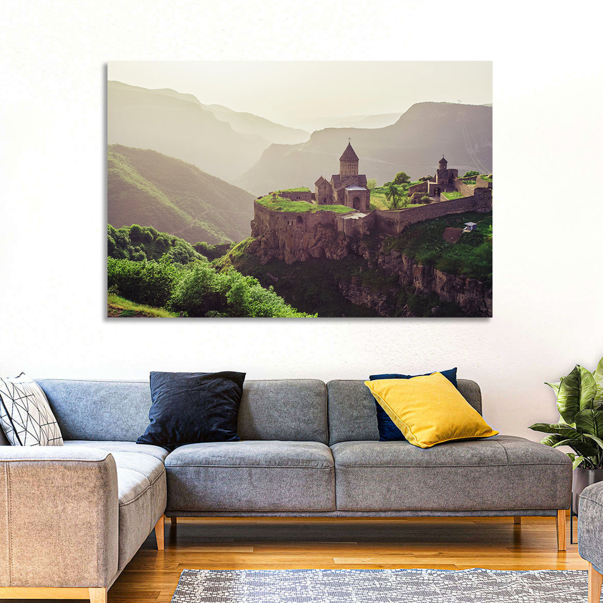 Tatev Monastery at Golden Hour Wall Art in a room, landscape