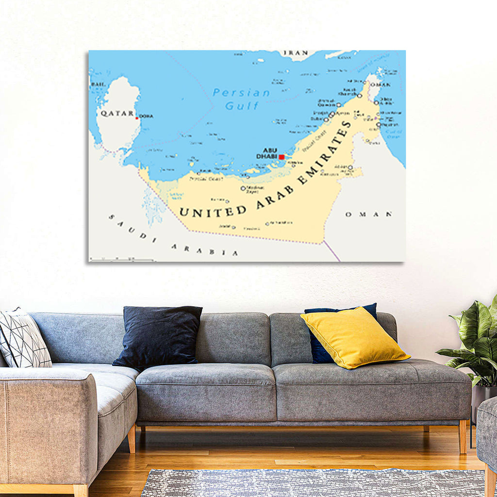 UAE Political Map Wall Art