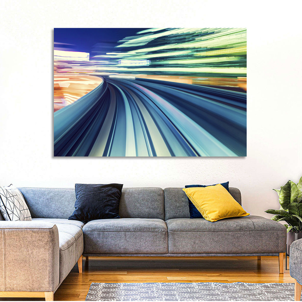 Curved Monorail Light Trails Wall Art
